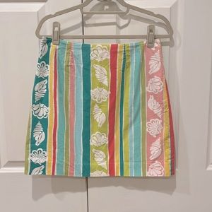 LILLY PULITZER skirt, size 6, beautiful seashell and stripe pattern